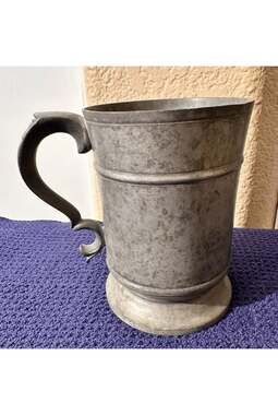 Antique James Yates Pewter Pint Mug – 18th/19th Century, Marked